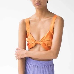 NWT TACH CLOTHING Sosi chiffon orange cropped top